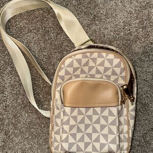 Tan and white Crossbody Bag